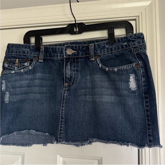 Aeropostale Dresses & Skirts - Aeropostale Distressed Dark Blue Denim Mini Skirt size 11-12 Fourth of July